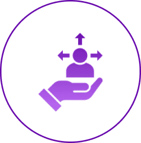 Hand supporting person with arrows