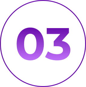 Purple number three on white background