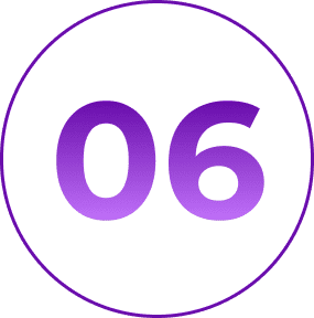 Purple number six on white background