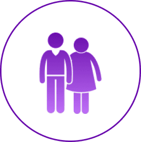 Couple icon in purple circle