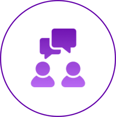 Two figures with speech bubbles