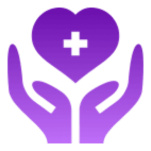 Healthcare symbol with heart and hands